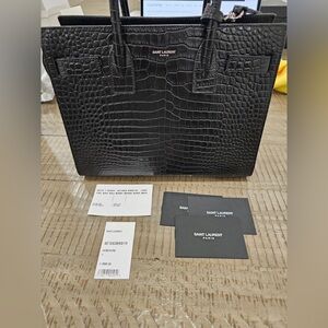 Yves Saint Laurent Black Leather Briefcase